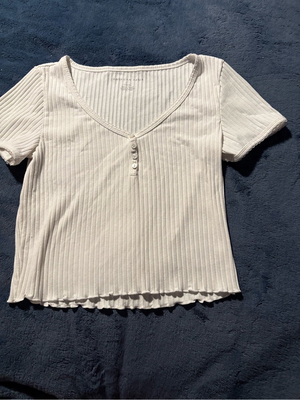 American Eagle Outfitters White Ribbed V-Neck Crop Top